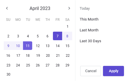 MetricsCube Filtering & Comparing - Date Picker