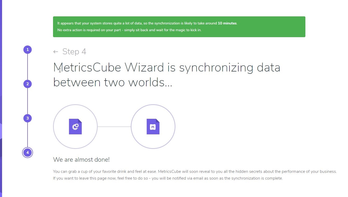 MetricsCube Wizard - Synchronization Progress Notification