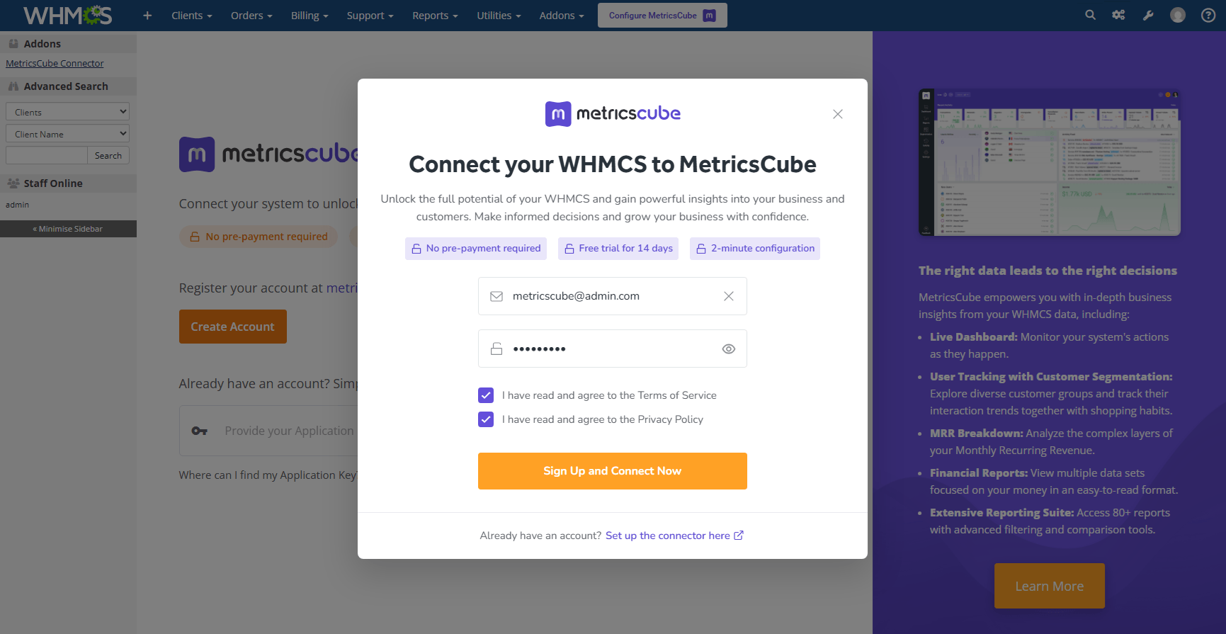 MetricsCube Connector For WHMCS by ModulesGarden
